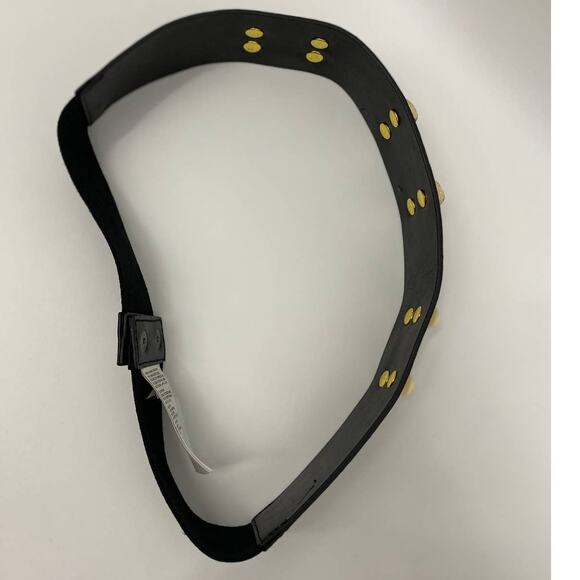 Bebe Womens Black Pleather Elastic Stretch Belt Rockstud Fashion Size M/L - Picture 2 of 7